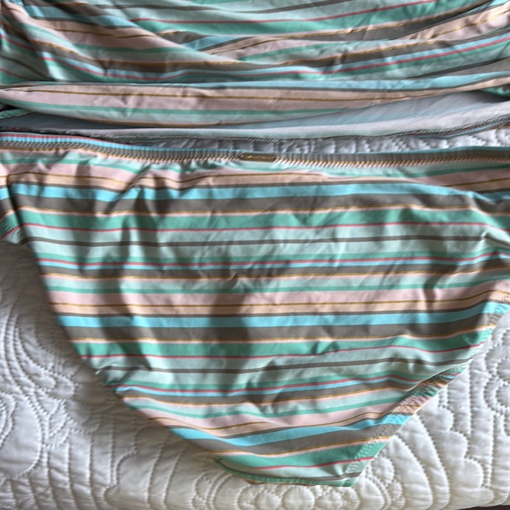 Lands' End Green and Pink Striped Tankini - Picture 7 of 11